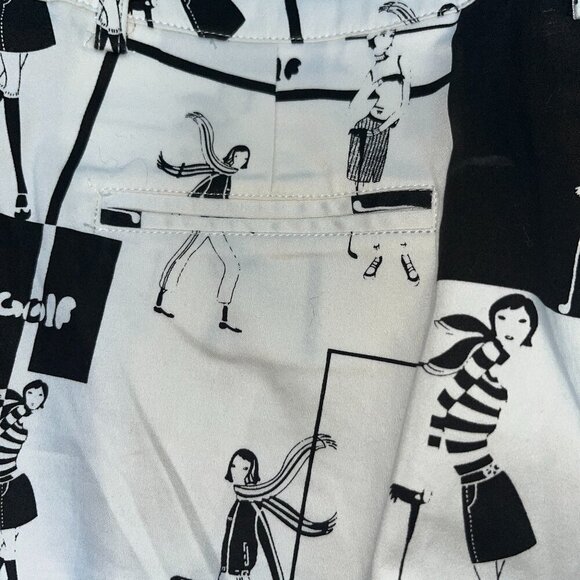 Women's GOLF NOVELTY PRINT BLACK & WHITE GOLFERS TROUSERS PANTS- Luxury Japan - Picture 9 of 13